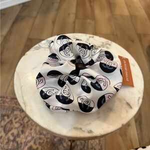 Designer Upcycled Black and White Scrunchie